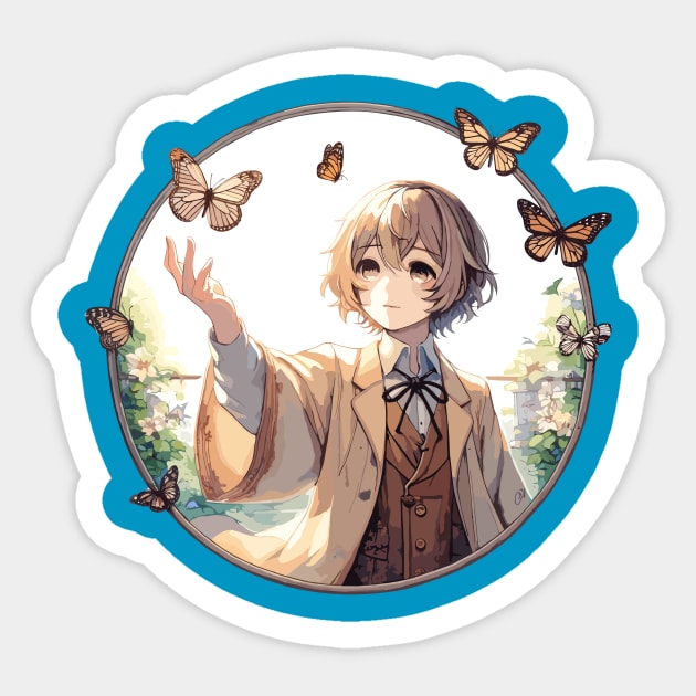 Anime Boy Connecting with Butterflies Sticker by Vinokurio